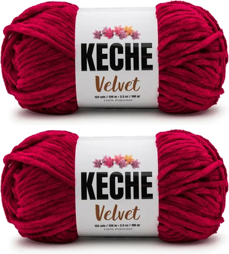 Vista 134 de Keche Hilo para ganchillo, hilo de terciopelo, chenilla suave, manta de bebé voluminosa amigurumi Yarn 3.53 oz (132 yardas) - Arona