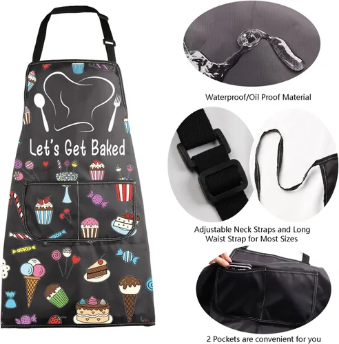 Vista 5 de MBMSO Delantal para hornear, regalos divertidos para panaderos, amantes de la cocina, delantal de cocina I Bake People Happy Delantal para hornear