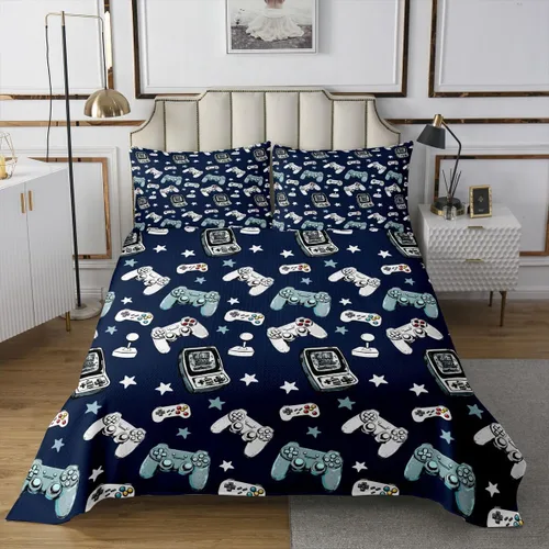 Vista 11 de Castle Fairy Gamepad Bedspread Quilt,Video Gaming Black Bedding Coverlet for All Season Bedroom,Kids Games Consoles Twin Size Coverlet Set with 1