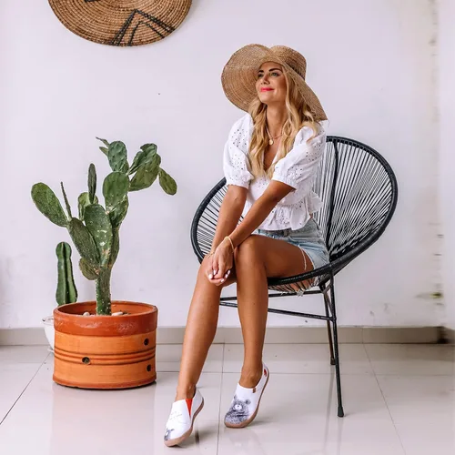 Vista 4 de UIN - Tenis informales tipo mocasines para mujer, de punto, pintados, suaves y cómodos para caminar