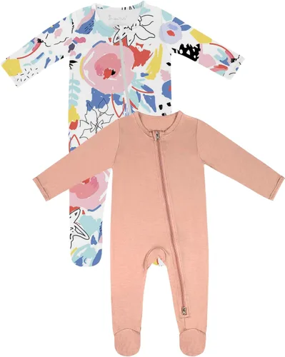 Vista 6 de Jimonda Pijama de bambú para bebé, unisex, para niños y niñas, de una pieza, manga larga, cierre de cremallera de 2 vías, mameluco