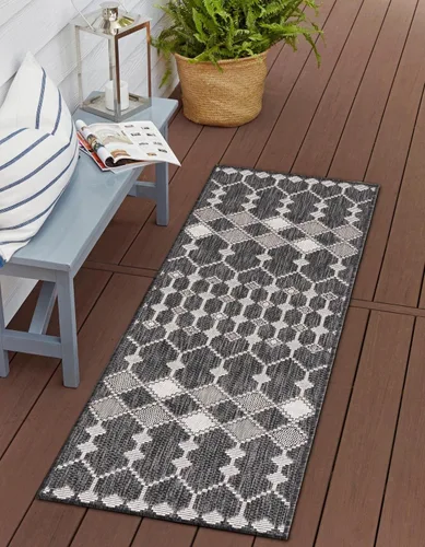 Vista 27 de Unique Loom Outdoor Trellis Collection - Alfombra de área - Traliccio (2 pies 2 pulgadas x 3 pies 1 pulgada, rectangular, carbón/marfil)