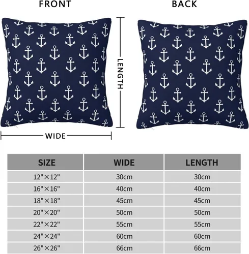 Vista 2 de Fundas de almohada con patrón de ancla náutica azul marino, fundas de almohada decorativas de 18 x 18 pulgadas, funda de almohada para decoración