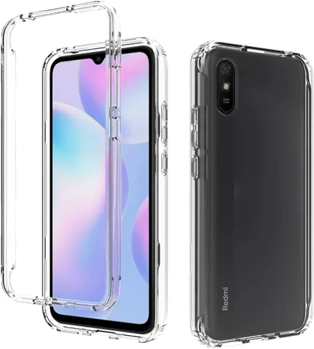 Vista 6 de Funda compatible con Redmi 9A M2006C3LG/Redmi 9i M2006C3LII con protector de pantalla de vidrio templado, cuerpo completo, a prueba de golpes, Claro