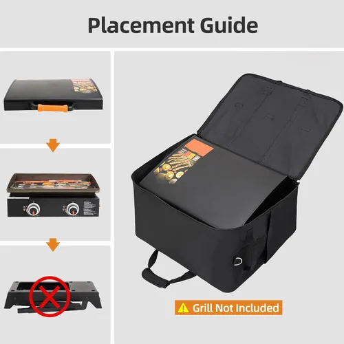 Vista 6 de NOELIFE Bolsa de transporte acolchada para parrilla de mesa Blackstone de 22 pulgadas con tapa con capucha, estuche de transporte para parrilla BBQ