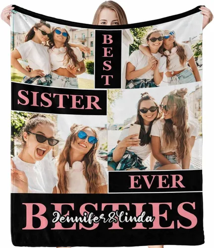 Vista 16 de InterestPrint Regalos para hermanas de hermana manta con collage de fotos, mantas de fotos personalizadas para hermanas, mejores amigas, mujeres