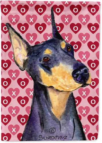 Vista 327 de Caroline's Treasures SS4484GF Bandera de jardín con diseño de bulldog inglés y corazones para el Día de San Valentín, bandera decorativa para patio