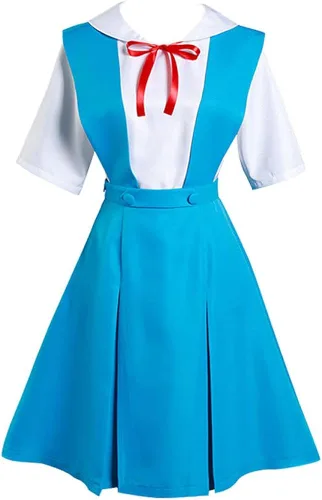 Vista 3 de Disfraz de anime Ayanami Rei Cosplay uniforme falda vestido de Halloween