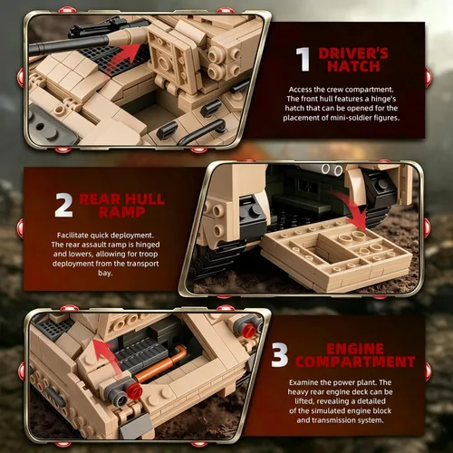 Vista 3 de M2 Bradley - Juego de construcción de tanques, compatible con Lego