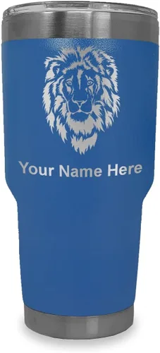 Vista 16 de LaserGram Vaso aislado al vacío de 20 onzas, cabeza de león, grabado personalizado incluido (negro)