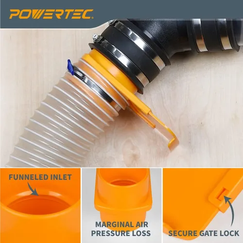 Vista 2 de POWERTEC 70295-P2 - Puerta de ráfaga integrada de 4 pulgadas, resistente a obstrucciones, ajuste de plástico ABS cónico antihuecos para sistemas
