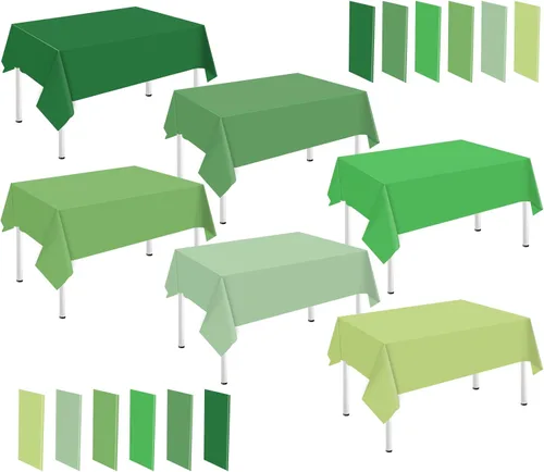 Vista 18 de Whaline 24 piezas de mantel azul de invierno de plástico, 6 gradientes de azul, mantel rectangular impermeable para decoración de boda de verano