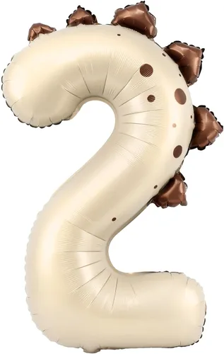 Vista 30 de Globo de dinosaurio número 1, globo de aluminio beige de 30 pulgadas para decoración de fiesta de cumpleaños de 1º cumpleaños de la selva