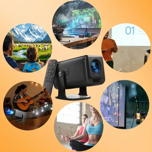 Vista 8 de Smart 2025: proyector portátil listo para 4K con Android 13 500 lúmenes ANSI WiFi 6 Luz azul baja