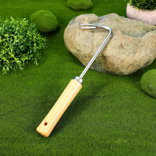 Vista 8 de Happyyami Desbrozadora manual de acero inoxidable con mango de madera para cardos de jardín