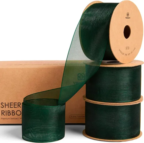 Vista 11 de Vitalizart Cinta de organza de 1.5 pulgadas x 30 yardas, cintas transparentes negras para envolver regalos, manualidades, decoración de fiestas