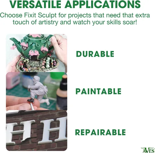 Vista 5 de Aves Fixit Sculpt - Compuesto epoxi de endurecimiento al aire de 2 partes (A y B) – 1 libra, arcilla autosecada duradera para esculpir