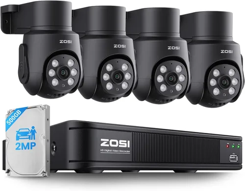 Vista 10 de ZOSI Sistema DVR de seguridad de 8CH 5MP con cámara de audio de inclinación