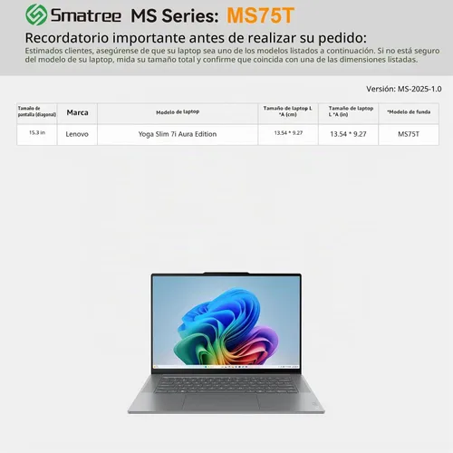 Vista 2 de Smatree MS75T Hard EVA Case with Stand for 15.3 inch Lenovo Yoga Slim 7i MS - Negro