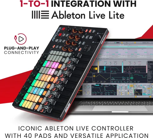 Vista 2 de Consola de sonido Akai Professional APC Mini Regulador digital Ableton Live con descarga de Ableton Live Lite