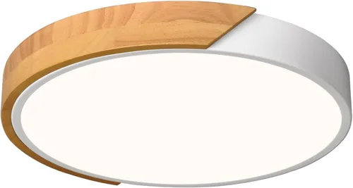 Vista 20 de Lámpara de techo LED moderna, lámpara de techo minimalista de madera empotrada, 4000 K no regulable, lámpara de iluminación circular con pantalla