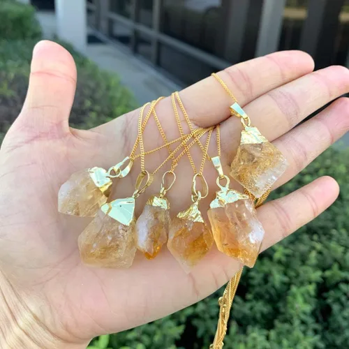 Vista 5 de Collar de plata de ley auténtica con piedras preciosas de amatista y citrino de 18.0in con cristales curativos y piedras de chakra para mujeres