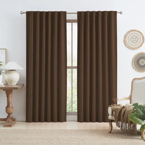 Vista 63 de KEQIAOSUOCAI - Cortinas opacas naturales de 108 pulgadas de largo, cortinas modernas con pestaña trasera, paneles plisados para sistema de cortina
