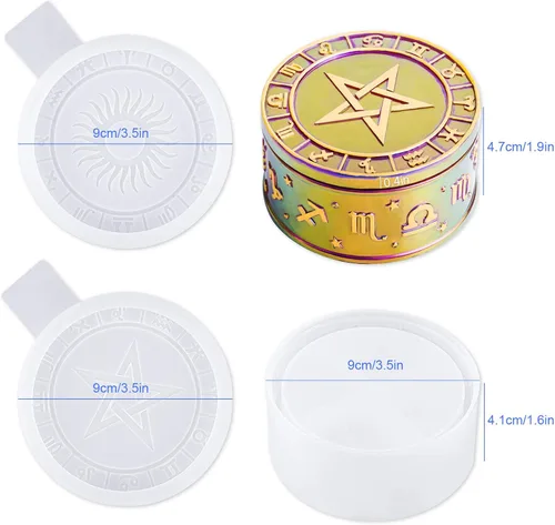 Vista 2 de NiArt Molde de resina de silicona, caja de almacenamiento de constelación, organizador de joyas, tarro de resina epoxi del zodiaco DIY con tapas