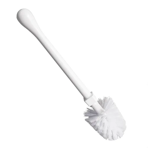 Vista 8 de Copco Escobilla de inodoro con soporte, juego de cepillos de baño de plástico blanco, diseño de fácil liberación, organizador compacto