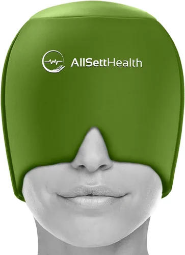 Vista 7 de Gorro de alivio de migraña para la cabeza y sombrero Paquete de gel caliente/frío con compresa de máscara facial y de ojos para aliviar el dolor
