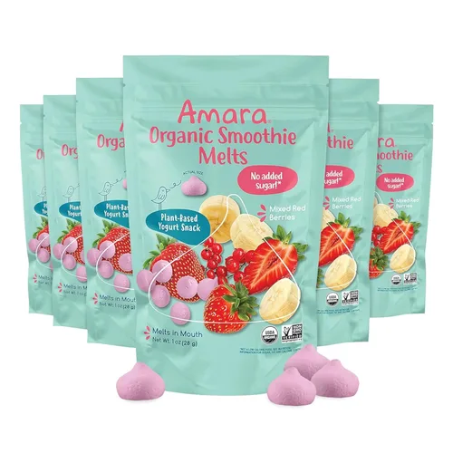 Vista 11 de Amara Smoothie Melts - Beets n' Berries - Snacks orgánicos para bebés con frutas y verduras - Yogur derretido a base de plantas - Snack saludable