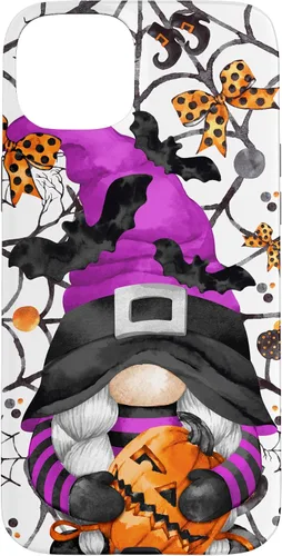 Vista 9 de iPhone 16 Lindo gnomo de Halloween para mujeres y bruja púrpura Witchy Boo Case