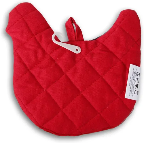 Vista 3 de Lindo soporte para ollas en forma de gallina roja - 8 x 8 pulgadas