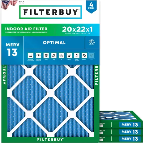 Vista 36 de Filterbuy Filtro de aire MERV 13 de 8 x 14 x 1 pulgadas, protección óptima contra el humo y la alergia (paquete de 4), filtros electrostáticos