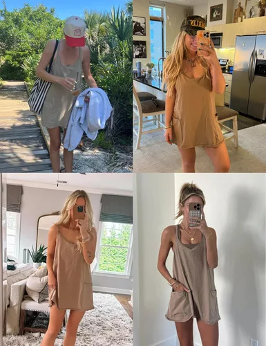 Vista 5 de Vestido deportivo sin mangas para mujer, minivestido con tirantes delgados y pantalones cortos