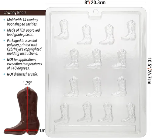 Vista 2 de Cybrtrayd Life Of Party Molds K016 Cowboy Boots Kids Chocolate Candy Mold