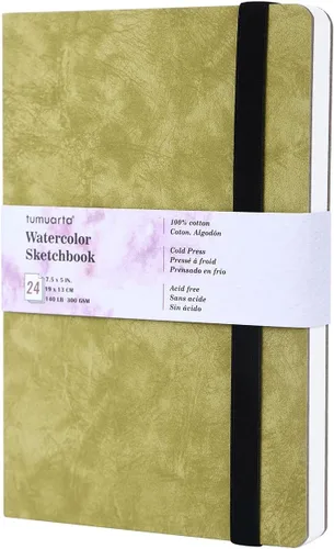Vista 18 de tumuarta Cuaderno de bocetos de acuarela cuadrado, 6x6”, 140 LB, 300GSM, papel 100% algodón, prensado en frío, 24 hojas, 48 páginas, diario