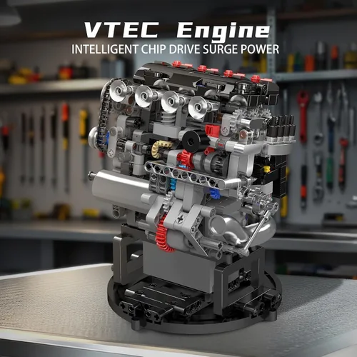 Vista 3 de Mould King 10234 VTEC Kit de construcción de modelo de motor, más de 772 piezas, proyecto de montaje mecánico tipo V con pistón sincronizado