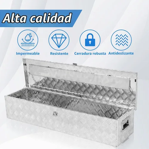 Vista 3 de Caja de herramientas de aluminio para camión de 50 pulgadas, caja de herramientas para cama de camioneta pickup con cerradura y llaves, cajas