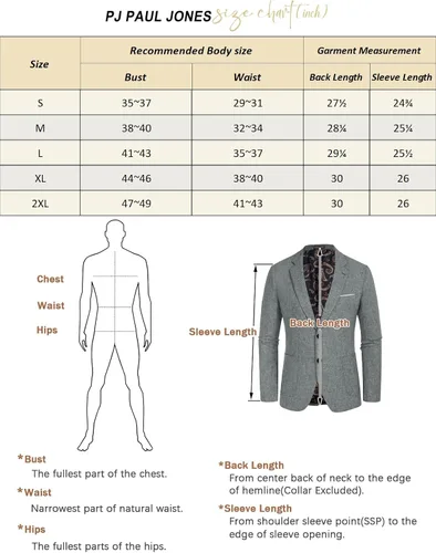 Vista 6 de PJ PAUL JONES Chaqueta deportiva casual para hombre, chaqueta de negocios ligera con dos botones