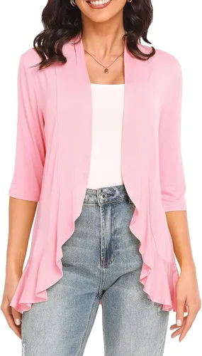 Vista 16 de Argstar Cárdigan de manga 3/4 para mujer (S-3XL), casual, ligero Negro