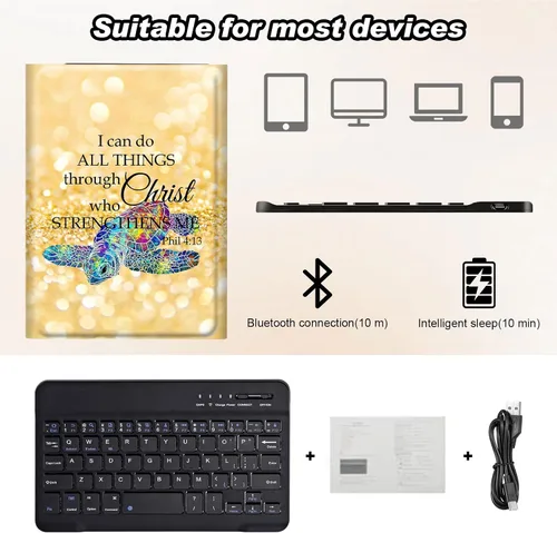 Vista 5 de DEGDFSGR Funda para Samsung Galaxy Tab A8 10.5 con teclado, teclado inalámbrico desmontable cierre magnético, funda protectora para Samsung Tab A8