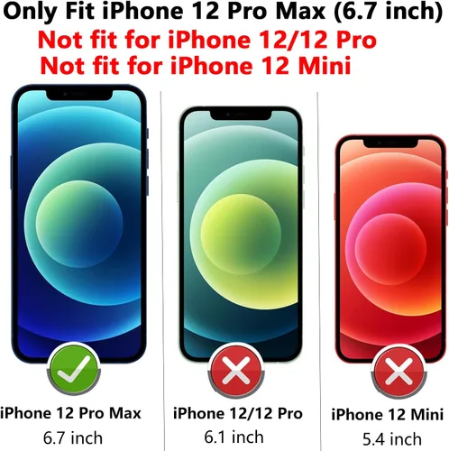 Vista 2 de Funda para iPhone 12 Pro Max, con cubierta para lente de cámara, protector de pantalla HD, [grado militar] anillo de montaje en coche con soporte