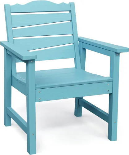 Vista 9 de Silla de patio resistente a la intemperie, sillas de patio al aire libre de madera de polietileno con asiento curvado ergonómico, sillas de comedor