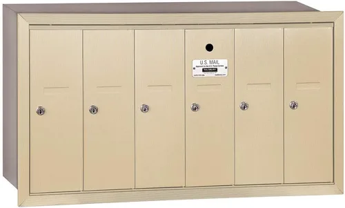 Vista 6 de Salsbury Industries 3506ZRU Buzón vertical empotrado con acceso USPS y 6 puertas, bronce