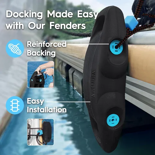 Vista 5 de AWEMUFA Defensas de Barco Fáciles de Instalar Parachoques para Atraque Defensa Ideal para Pontón, Lobina, Moto Acuática y Barcos de Pesca
