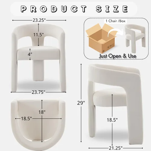 Vista 2 de Hyfirm Sillas de Comedor Modernas Tipo Barril Juego de 1, Cómoda Silla de Comedor de Acento Tapizada en Chenilla con Brazo para Cocina Sala de Estar