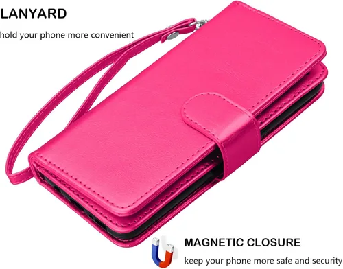 Vista 6 de Njjex Funda tipo cartera para Galaxy Note 9, para Note 9, piel sintética de lujo [9 ranuras para tarjetas] Funda con tapa para tarjeta de crédito