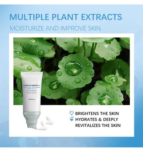 Vista 3 de Protección Solar Centella, Protección Solar Centella SPF50 Suero Solar Hidratante CICA de Centella Ligereza y Suavidad