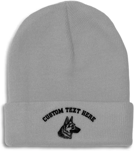 Vista 8 de Gorros personalizados para hombre, sombreros de invierno bordados de cabeza de pastor alemán negro para mujer, gorra de cráneo de acrílico, 1